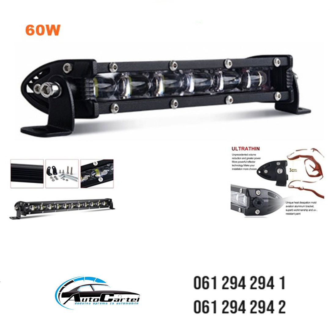 LED BAR 9D - slim 15“ 38CM 60W RADNI FAR WORKING LIGHT RADNO SVETLO