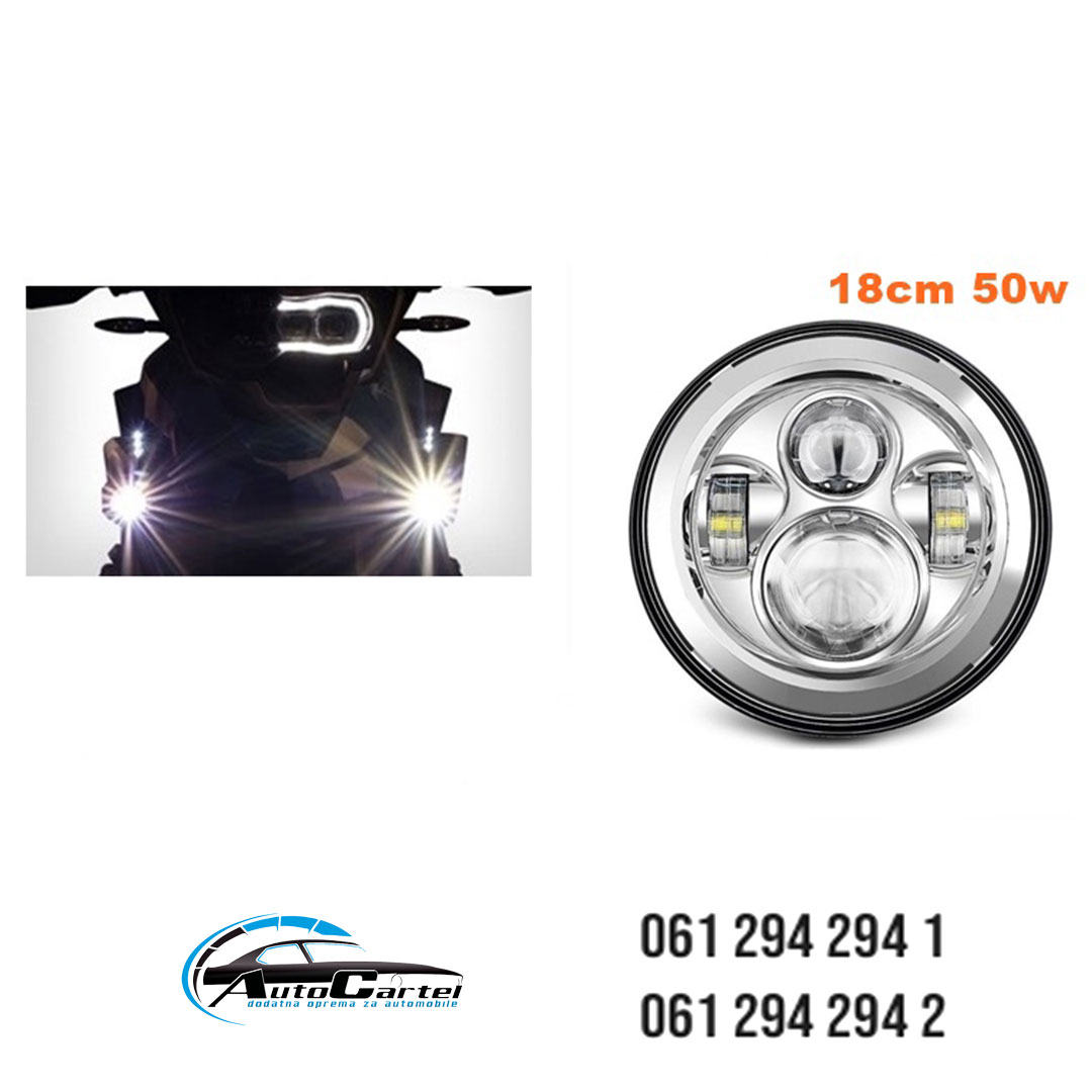 UNIVERZALNI LED FAR ZA MOTORE 18CM 50W LED MOTO FAR
